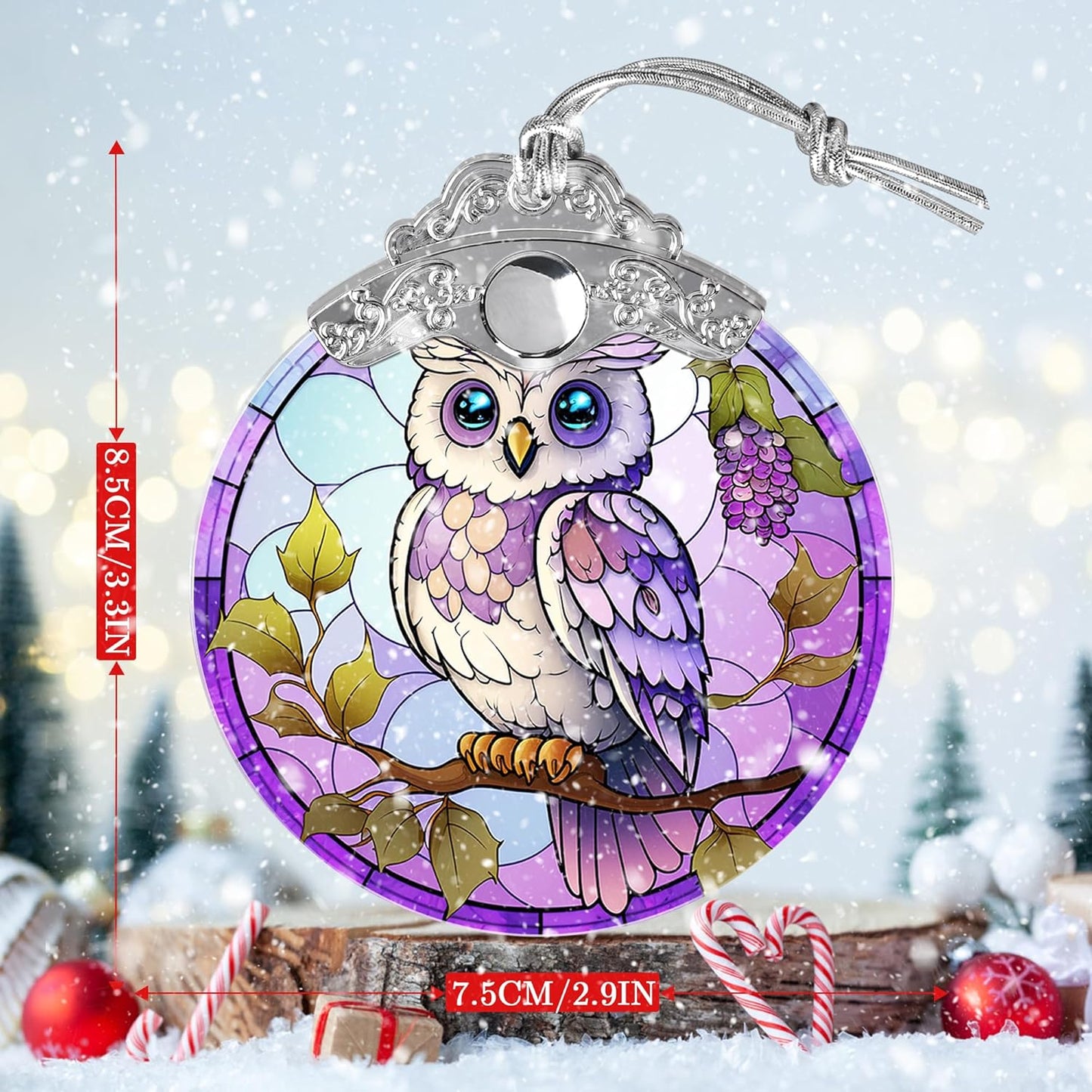 Stained Glass Suncatcher Owl Ornament for Christmas, Holidays, Tree Decor, and Home - Owl Gifts