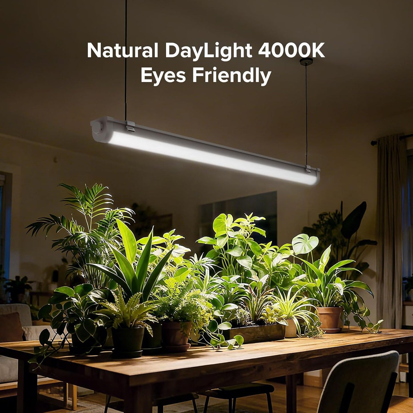 SANSI Grow Lights for Indoor Plants, 25W Plant Lights for Indoor Growing, 2FT 4000K Full Spectrum, T8 LED Grow Light Strips with 4-Level Dimmable, Auto On Off 4 8 12 Hrs Remote Control, IP54, White
