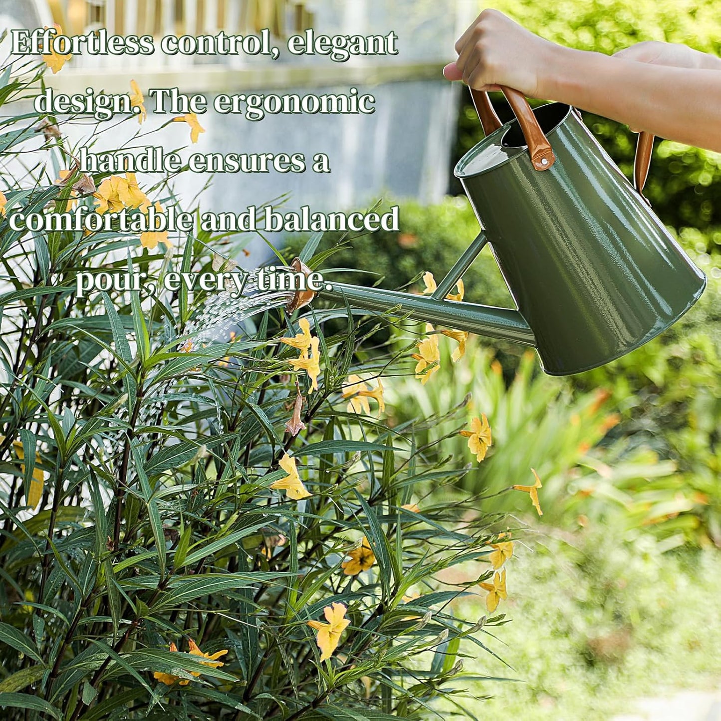 Metal Watering Can with Removable Spout, 1.5 Gallon Large Watering Cans for Plants, Galvanized Steel Gardening Water Can for Indoor & Outdoor Use, Watering Pot with Ergonomic Movable Handle