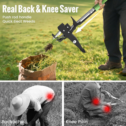 Weed Puller Tool - Dandelion Weed Puller Tool Stand Up Heavy Duty,Made with 40''Long Handle & Quick-Release Weed Ejector Mechanism & 4 Robustness Manganese Steel Claws,Hard to Break