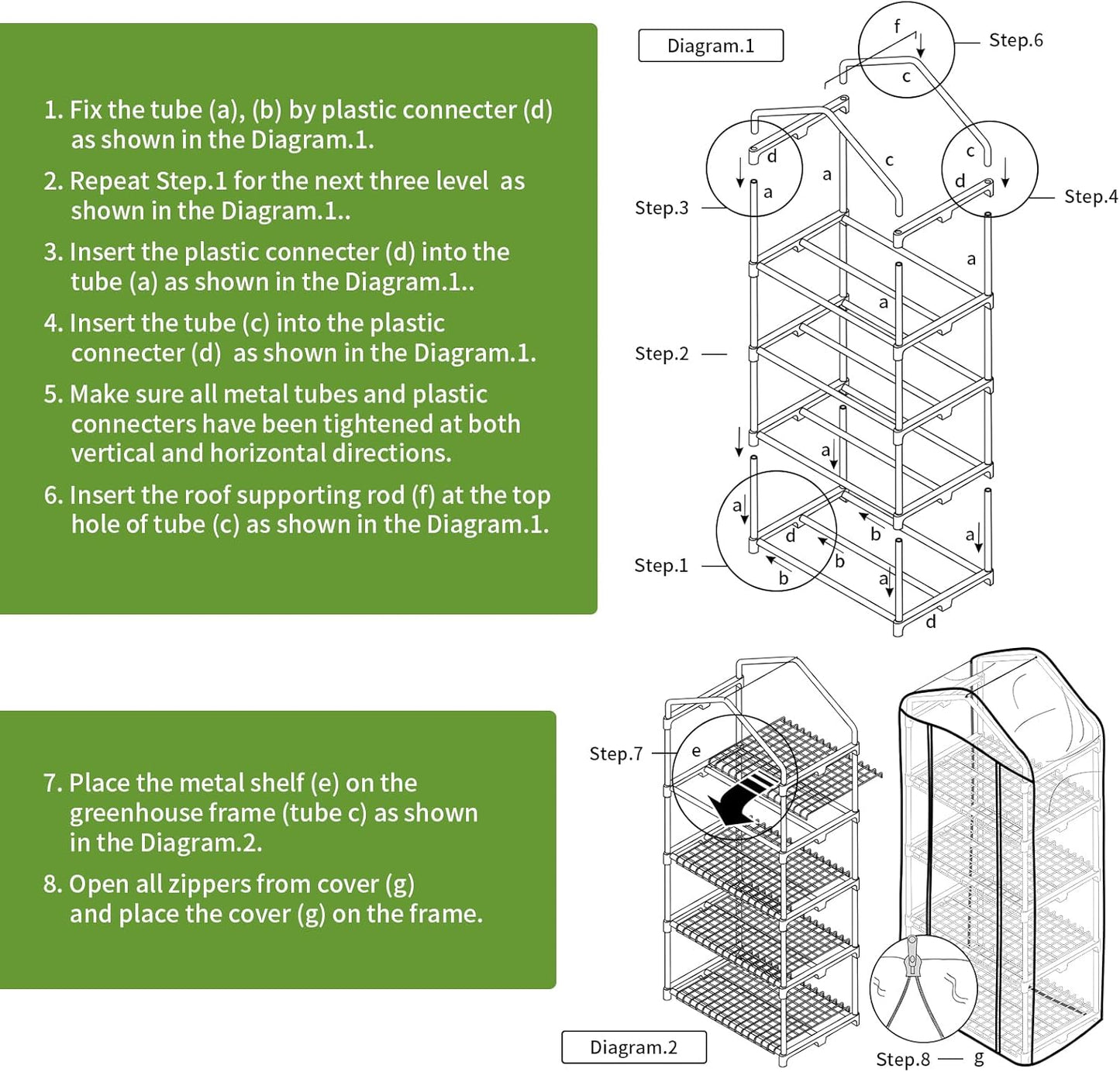 Mini Greenhouse for Indoor Outdoor, Small Plants Green House with 4 Tier Shelves, Portable Plastic Greenhouses with Transparent PVC Cover for Garden Backyard Patio Balcony Porch
