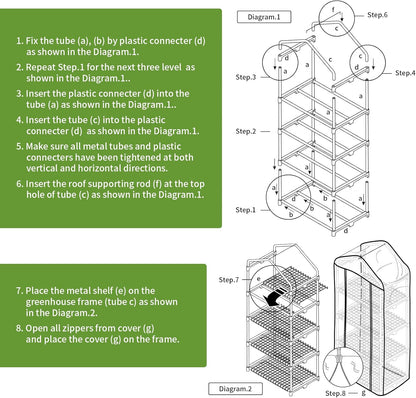 Mini Greenhouse for Indoor Outdoor, Small Plants Green House with 4 Tier Shelves, Portable Plastic Greenhouses with Transparent PVC Cover for Garden Backyard Patio Balcony Porch