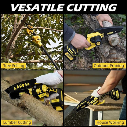 Cordless Pole Saw & Mini Chainsaw 2-in-1, 6-inch Brushless Electric Tree Trimmer,Tree Cutter for Outdoors Pruning & Wood Cutting, Battery Included