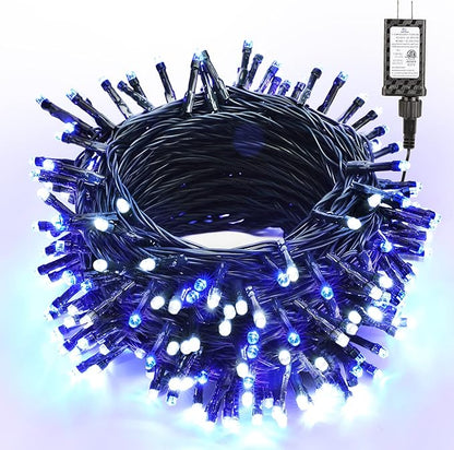 Brizled Blue & White Christmas Lights, 78.74ft 240 LED Christmas Lights, Connectable 8 Modes Xmas Tree Light, Outdoor Light String Waterproof with Memory Timer for Xmas Indoor Decor