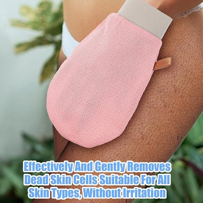 4 Pcs Exfoliating Glove Korean Exfoliating Mitt Body Exfoliator Glove Scrub Gloves Shower Gloves Dead Skin Remover for Body, Self-Tan Prep & Removal, Blue, Green, Black, Pink