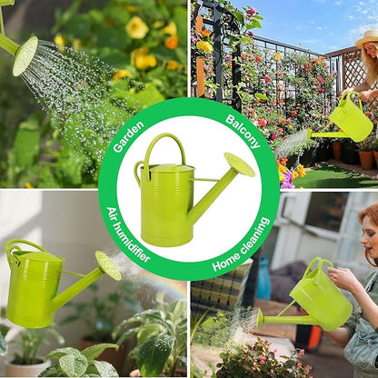 Galvanized Iron Watering Can for Indoor Plants, DIY Watering Cans for House Plant Garden Flower, Long Spout Water Can for Outdoor Watering Plants 7.57L 2 Gallon (Green)