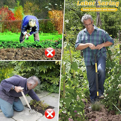 39" Stand Up Weed Puller Tool - Heavy Duty Detachable 3-Claw Weeder with Ergonomic Long D-Handle | Tools for Effortless Garden Weed Removal (Dandelions, Thistles & More)