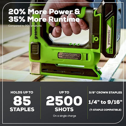 Greenworks 48V (2x24V) All-in-One Cordless Combo - 20" Push Lawn Mower, 12" String Trimmer, 320 CFM Leaf Blower & 3/8" 18 GA Crown Stapler