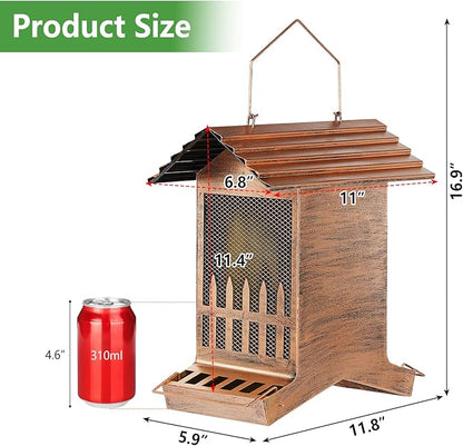 Bird Feeders for Outdoors, 8LBS Large Capacity Hanging Metal Wild Bird Seed Feeder for Outside Finch Cardinal Blue Jay and More