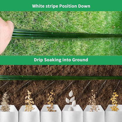 25FT Flat Sprinkler Hose for Lawn Watering Garden Soaker Hose with Holes, Heavy Duty Lightweight No-Kink Water Hose with Stakes, Irrigation Hose, Great Fun for Kids and Dog