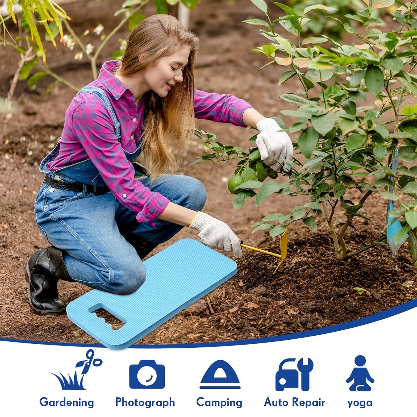 Riakrum 20 Pcs Garden Kneeling Pad Garden Knee Pads Thick Foam Knee Mat Waterproof Knee Cushions for Kneeling Multi Functional Kneeler for Praying, Gardening, Baby Bath, Yoga, 15.4 x 6.7 Inch (Blue)