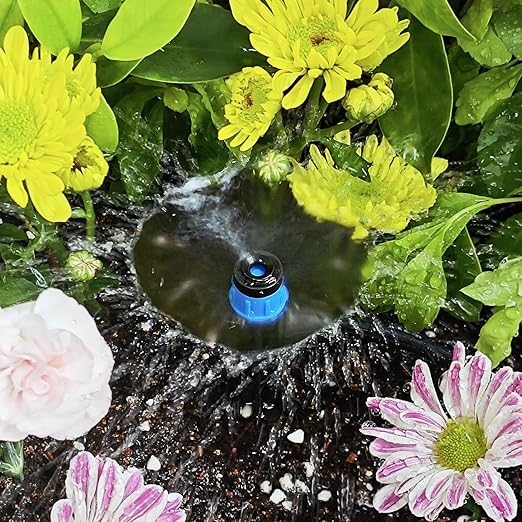 50pcs Drip Irrigation Emitters for 1/4" Drip Tubing Adjustable 360 Degree Fan Shape Water Flow Vortex Drippers for Drip Irrigation with Lock Barbed Irrigation Drip Nozzles for Flower Plants Garden