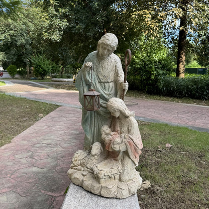 Holy Family Garden Statue Outdoor Sculpture H29inch Patio Yard Decorative Figurine Indoor Entryway Hallway Decoration