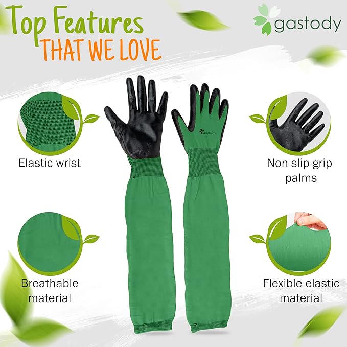 Gastody™ Long Sleeve Gardening Gloves Women and Men - Long Cuff Garden Gloves, Multipurpose Heavy Duty Outdoor and Indoor