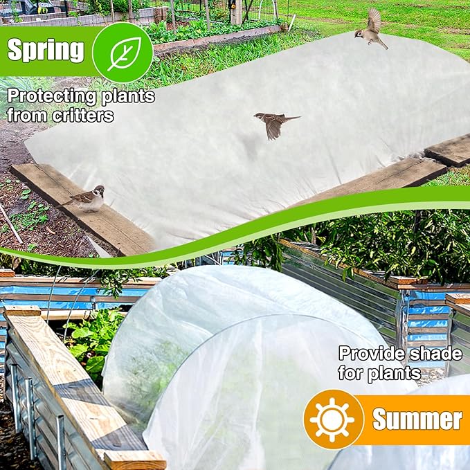 Alphatool Plant Covers Freeze Protection - 10 ft x 30 ft Frost Cloths Blankets for Outdoor Plants, 1.0oz/yd² Non-Woven Fabric Floating Row Cover, Thick Garden Covers for Raised Beds