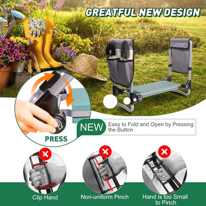 TRY & DO Garden Kneeler and Seat Bench Garden Workseat, Smart Folding Gardening Bench EVA Foam Kneeling Pad Detachable Dual Tool Pouch 2 in 1 Portable Gardening Stools for Back Yard Outdoor Fishing