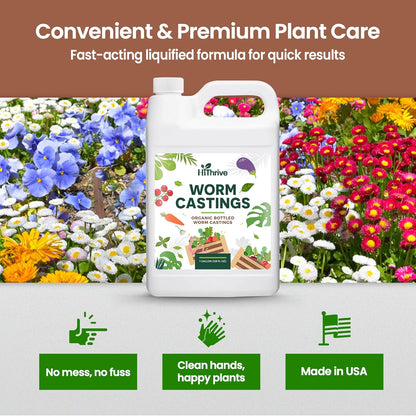1 Gallon Worm Castings for Plants - Makes 256 Gallons of Earthworm Castings Compost Tea, Liquid Worm Casting – Nutrient-Rich Organic Compost Worms for Healthier Soil & Vibrant Plant Growth
