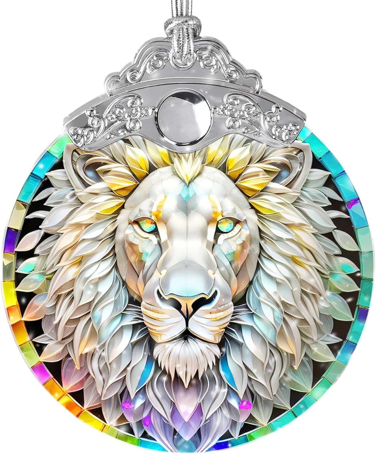 Stained Glass Suncatcher, Jocidea Lion Ornament, Christmas Ornaments, Holidays Ornaments, Christmas Tree Decor, Lion Decor for Home, Lion Gifts