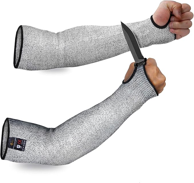 Evridwear Protective Arm Sleeves Cut Resistant Farmers Sleeves for Men Work, Gardening, Farming, Arm Protectors for Thin Skin and Bruising (Extra Large, With Thumb Hole)