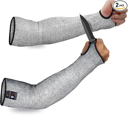 Evridwear Protective Arm Sleeves Cut Resistant Farmers Sleeves for Men Work, Gardening, Farming, Arm Protectors for Thin Skin and Bruising (Small, With Thumb Hole)