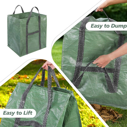 2 Pack 66 Gallons Reusable Yard Waste Bags, Upgrade Heavy Duty Foldable Garden Leaf Bag, Self-Standing Lawn Bags with Reinforced Handles, Keep Upright (23.6" L × 23.6" W × 27.5" H)