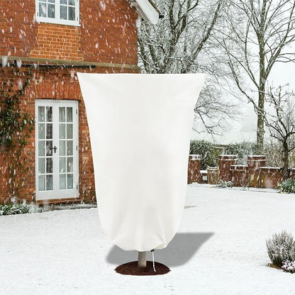 8 Pack Plant Covers Freeze Protection, 31.5"x47.2" Frost Blankets with Zipper Drawstring, Winter Cold Weather Plant Protection Jacket for Outdoor Plants Potted Shrubs Trees from Freeze Animals, White