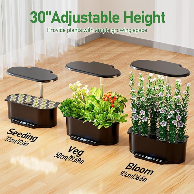 SPECILITE Hydroponics Growing System Kit with 30” Height, 15 Pods Herb Garden with 36W Grow Light, Auto Timer & Pump System, APP & WiFi Controlled Smart Indoor Garden for Vegetables,Kitchen & Gifts