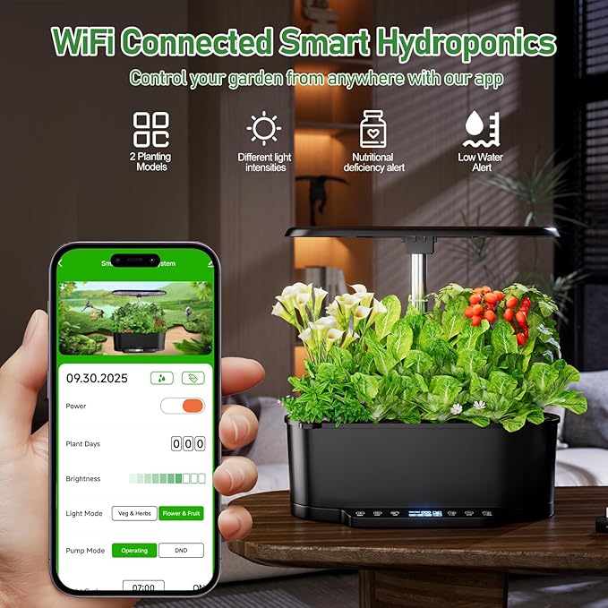 SPECILITE Hydroponics Growing System Kit with 30” Height, 15 Pods Herb Garden with 36W Grow Light, Auto Timer & Pump System, APP & WiFi Controlled Smart Indoor Garden for Vegetables,Kitchen & Gifts