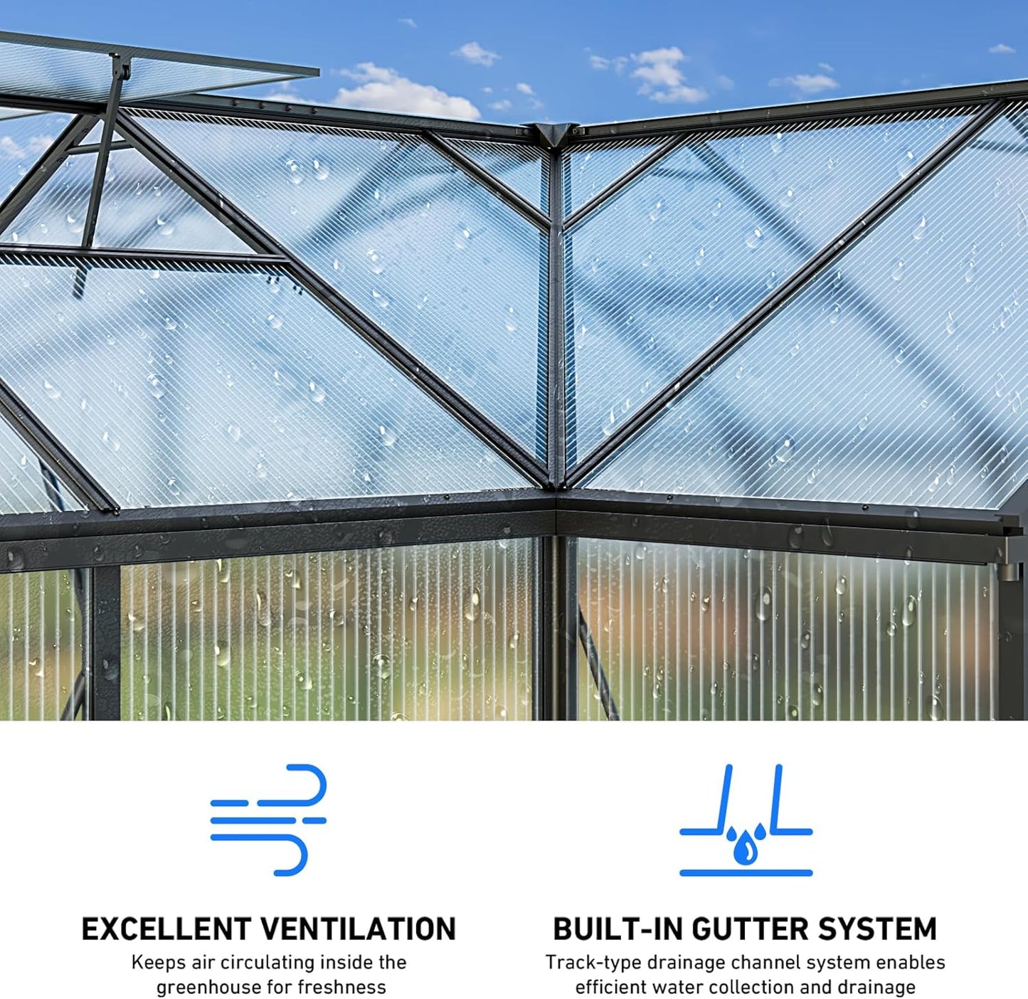 12×12FT Green Houses for Outside, Large Walk-in Greenhouses for Outdoors and Winter Garden Planting, Enhanced Aluminum Greenhouse Kit Withstands Strong Wind to Protect Vegetables or Plants