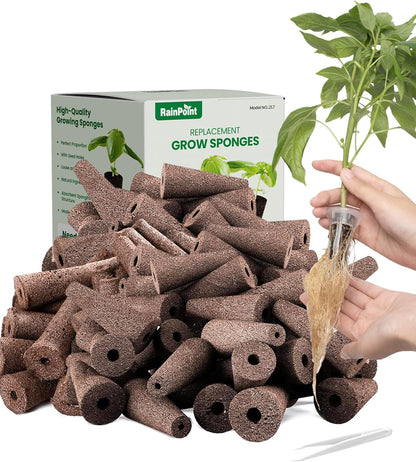 RAINPOINT 60pcs Grow Sponges for Hydroponics, Replacement Root Growth Sponges Compatible with All Indoor Gardening Systems, Seed Starter Pods for Hydroponic Indoor Garden System