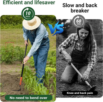 Small Garden Hoe with 71" Long Handle, L Shaped Gardening Weeding Tools with Three-Sided Sharp Blades, Hula Garden Hoe, Lightweight Weed Puller Tool for Trenching, Weeding, Loosening, Crack Weeder