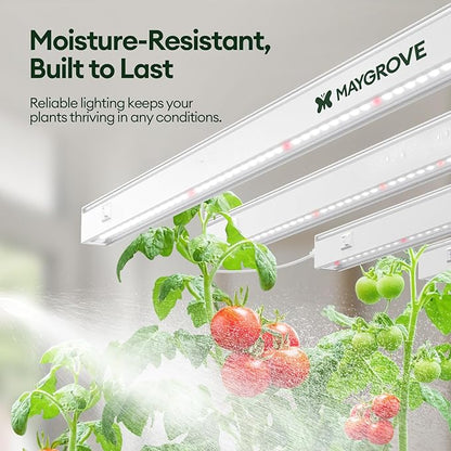 Plant Grow Lights 1FT, Red-Enhanced Full Spectrum 5000K, 28W(4 x 7W), T5 LED Grow Light Strips for Leafy Greens and Vegetables, High PPFD, Linkable, White, 4-Pack