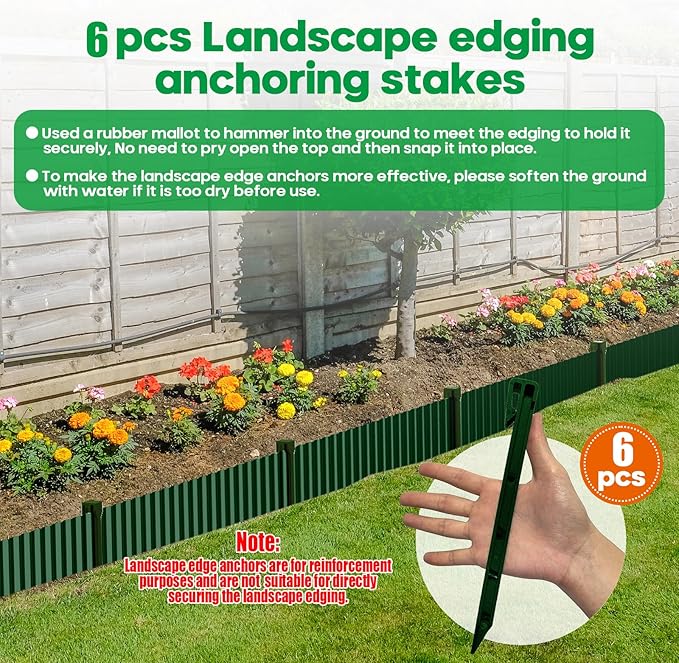 Corrugated Metal Garden Edging,Sturdy Tall Landscape Edging Borders with 6pcs Anchor Stakes, Perfect DIY for Flower Beds, Lawn and Pathway,Tree Surrounds,Paver Edges (Green 10"×20FT)
