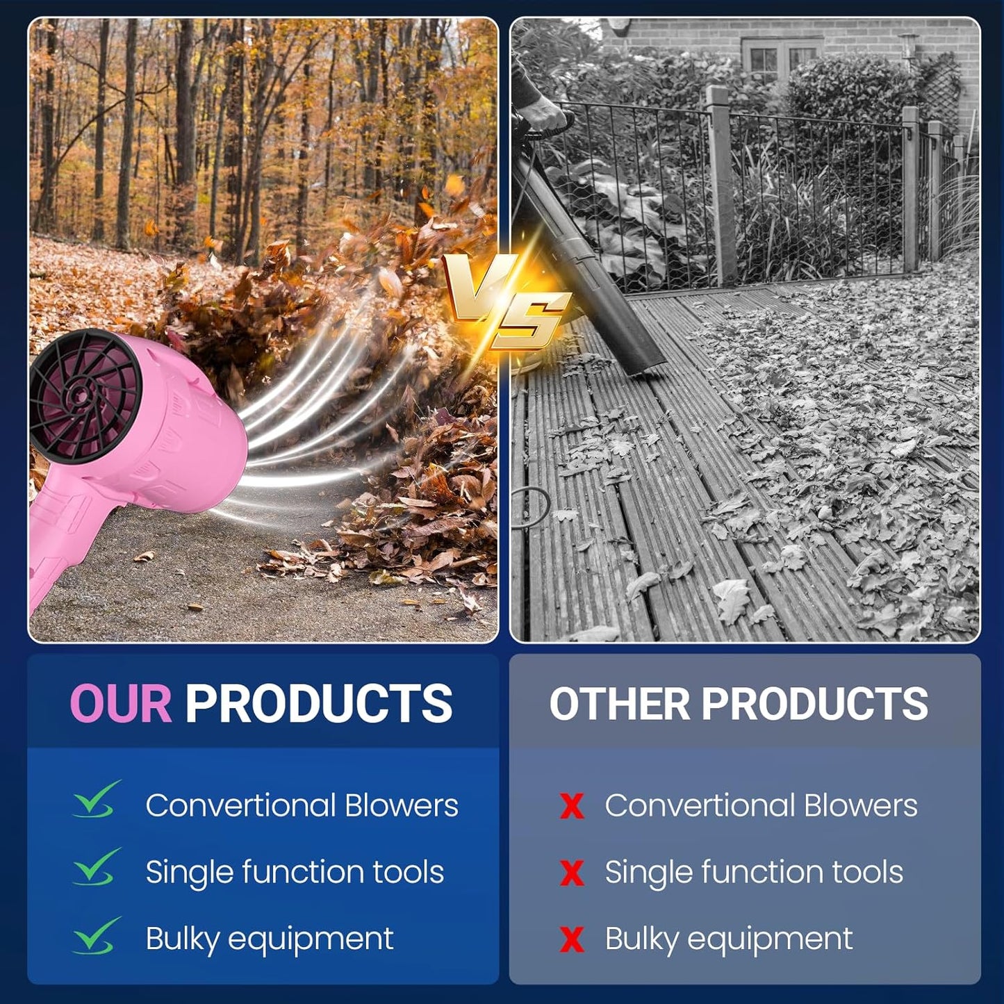 Handheld Electric Cordless Leaf Blower – 500,000RPM Mini Turbo Jet Blower with 2×4.0Ah Batteries & Charger, Lightweight for Patio, Lawn, Garage Cleaning (Pink)