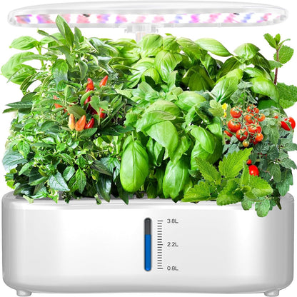 Hydroponics Growing System Kit - 12 Pods Indoor Herb Garden with LED Grow Light, Auto Timer, Adjustable Height up to 17" - Ideal for Home, Birthday & Mother's Day Gifts for Women (White)