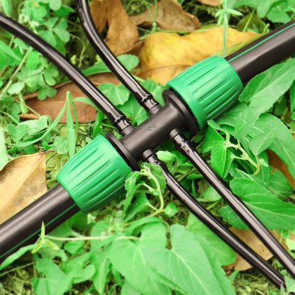 Barbed Tee 1/2 Inch to 1/4 Inch Irrigation Tubing: Locked Barbed Reducing Tee 6-Way Adapter Anti-Drop Irrigation Fittings for Splitting 1/2" to 1/4" Drip Line System Parts (12 Pack)