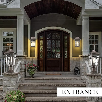 Darkaway Large Outdoor Sconce Lights Wall Light Fixtures,14inch Exterior Porch Light Outdoor Sconce Anti-Rust Outside Light with Water Ripple Glass for Patio Yard Garage, 2 Pack