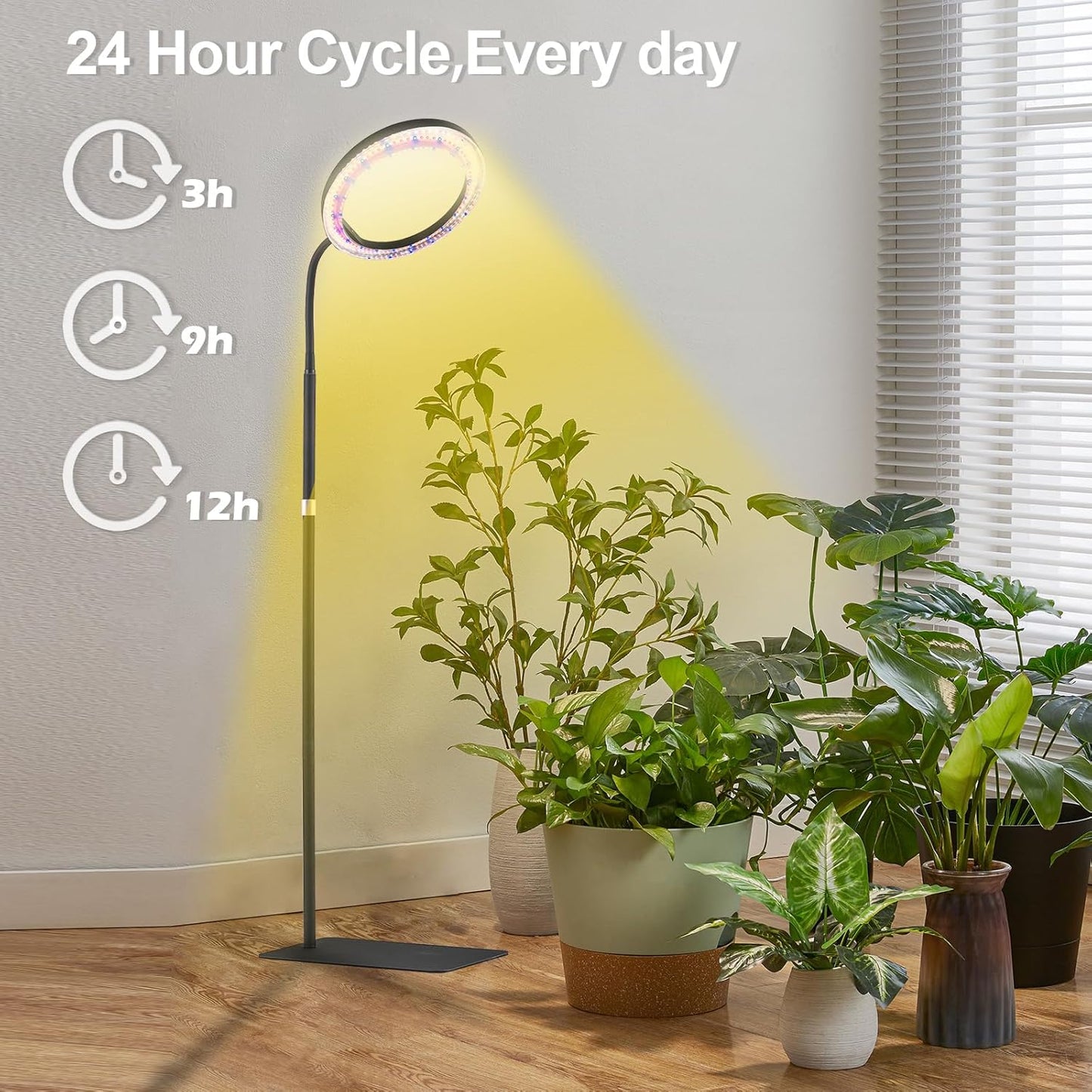 yadoker Grow Light for Indoor Plants,160 LEDs Full Spectrum Standing Plant Grow Light with 3H/6H/9H Timer,10-Level Brightness, 51" Height Adjustable,Flow Grow Lamp for Tall Large Indoor Plants