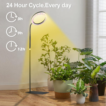 yadoker Grow Light for Indoor Plants,160 LEDs Full Spectrum Standing Plant Grow Light with 3H/6H/9H Timer,10-Level Brightness, 51" Height Adjustable,Flow Grow Lamp for Tall Large Indoor Plants