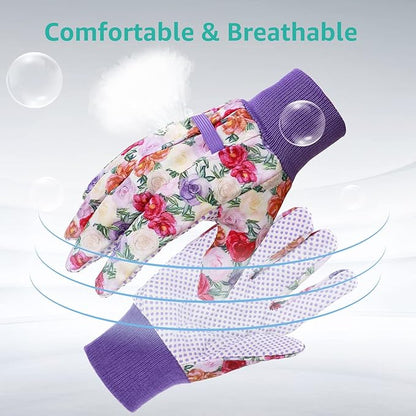 JUMPHIGH Garden Gloves for Women, Floral Gardening Gloves Ladies Soft Breathable Yard Work Glove Light Working Gloves