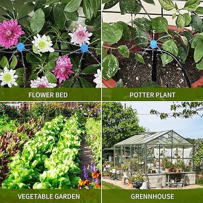 Drippers for Drip Irrigation,15 pcs Quick Connect Drip Emitters for 1/4" Drip Irrigation Tubing Adjustable 360 Degree Water Flow Drip Irrigation Heads Water Drippers for Plants Flower Garden