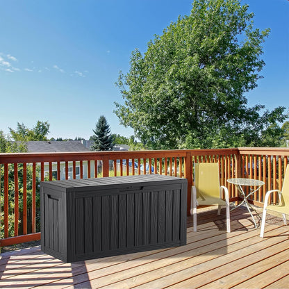 TARKARI 80 Gallon Lockable Resin Deck Box, Waterproof & UV-Resistant Outdoor Storage Box for Outdoor Cushion Storage, Garden Tools & Pool Accessories Storage, Black