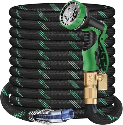 Garden Hose 25 ft-Heavy Duty Water Hoses - Flexible&Lightweight Car Washing Pipe with Strain Reliefs-Kink-free Rubber Hose with Sprayer Nozzle for Yard, Outdoor