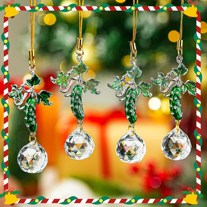 H&D HYALINE & DORA Set of 6 Rhinestones Pickle Crystal Suncatcher Pendant Xmas Cucumber Rainbow Sun Catcher for Windows Garden Home Decor