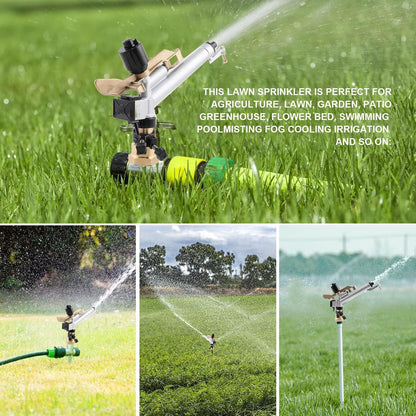 1.5" 360 Impact Adjustable Water Gun Spray Nozzle Set Large-Area Garden Farm Lawn