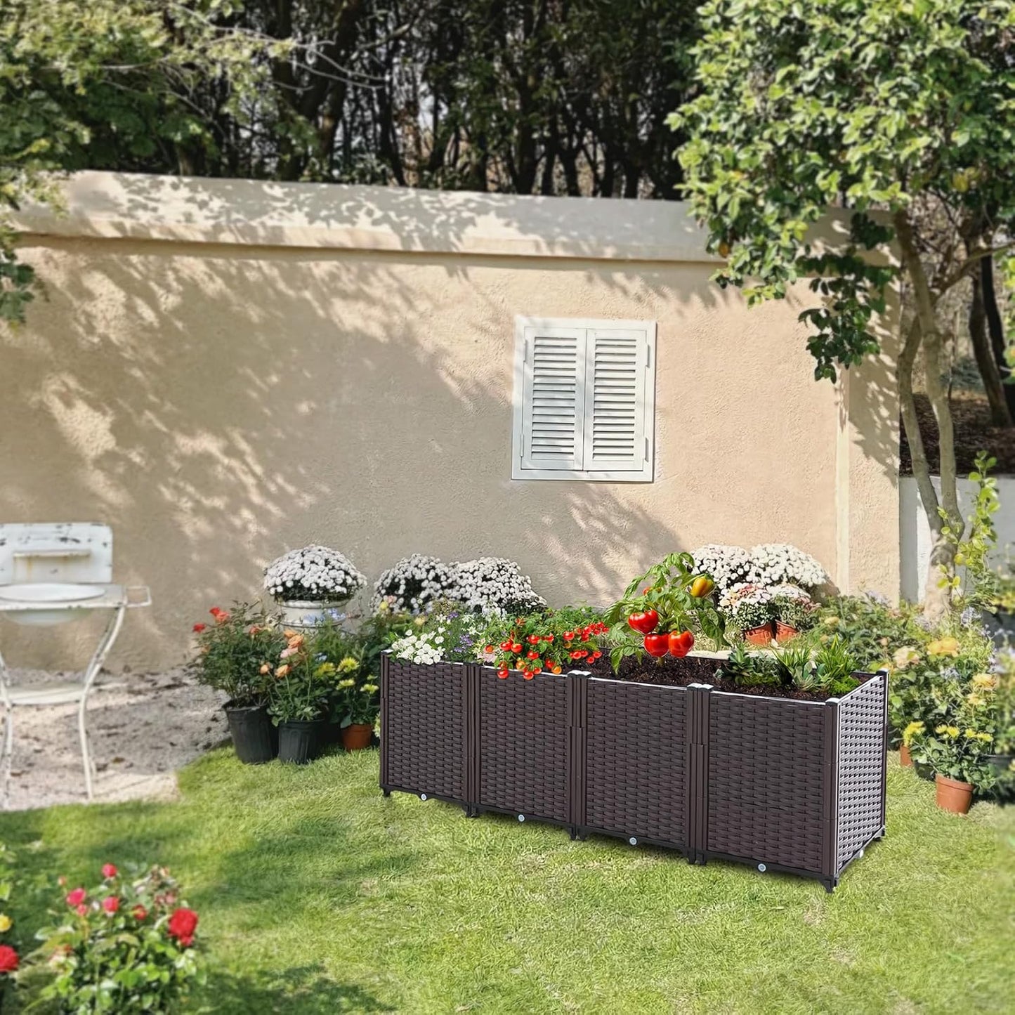 Raised Garden Bed, Planters for Outdoor Plants Raised Beds for Gardening, Plastic Planter Raised Beds for Planting Outdoor Plant Vegetables, Flowers, Fruits and Plants, 63"(L) x 15.7"(W) x 20.4"(H)