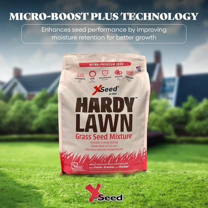 X-Seed Hardy Lawn Grass Seed Mixture - Durable, Long-Lasting Lawn Solution for Full Sun, Withstands Extreme Temperatures & Heavy Traffic, Ideal for Backyards, 7 lbs.