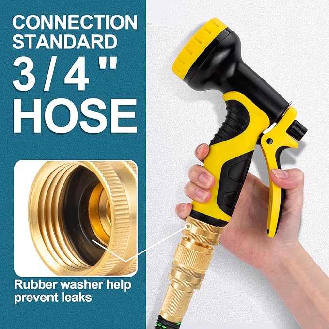 Garden Hose Quick Connect, Brass Hose Quick Connect fittinging, 3/4 Inch Heavy Duty Hose Connector, Leak-Proof, Easy to Install, Compatible with Standard Garden Hoses (4 Pack)