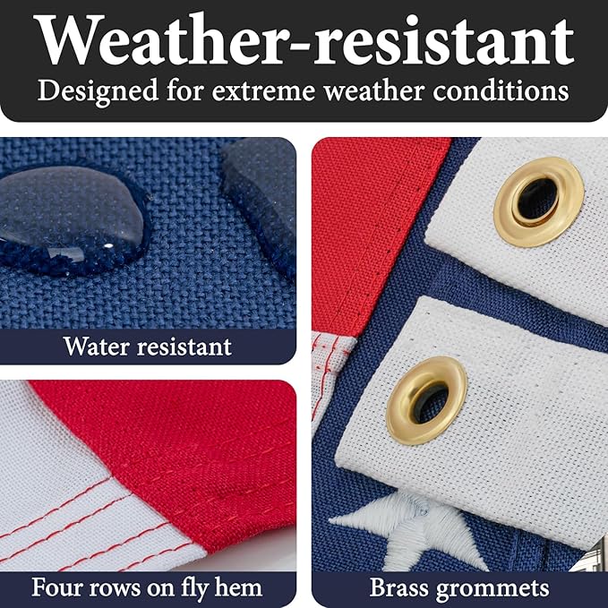 American Flags for Outside 6X10-100% MADE IN THE USA - Indestructible Heavy Duty Spun Polyester US Flag flags 6X10 outdoor-United States Flags Sewn Stripes and Embroidered Stars - FMAA Certified