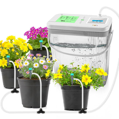 Indoor Drip Irrigation System with 2-Gallon Water Tank, Touch Night Light & Programmable Timer-Self-Watering Kit for 10 Potted Plants
